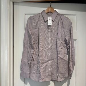 Banana Republic Maroon Stripe Tailored Button Down NWT